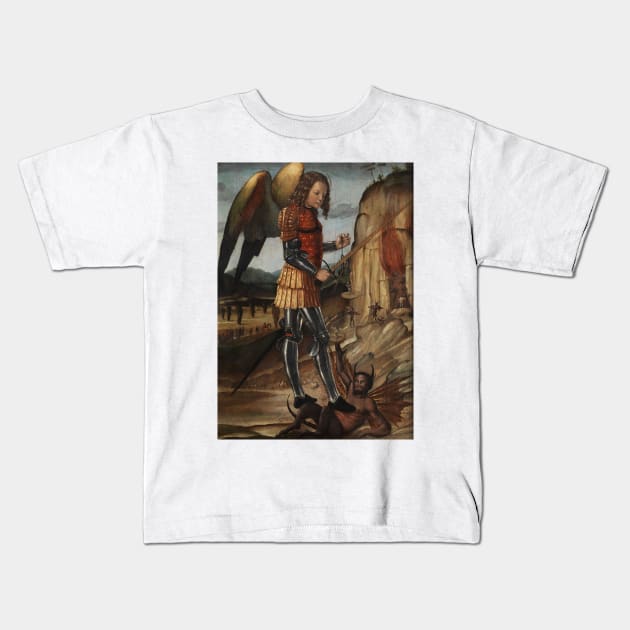 The Archangel Michael Triumphant Over Satan by Riccardo Quartararo Kids T-Shirt by Classic Art Stall